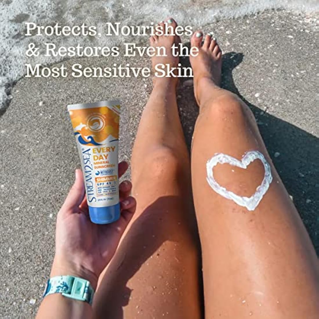 SPF 45 Every Day Shimmer Mineral Sunscreen | 75 ml Biodegradable, Paraben Free & Reef Safe Sunscreen | Non-Greasy, Lightweight & Shimmer Mineral Protection Against UVA & UVB for Face & Body