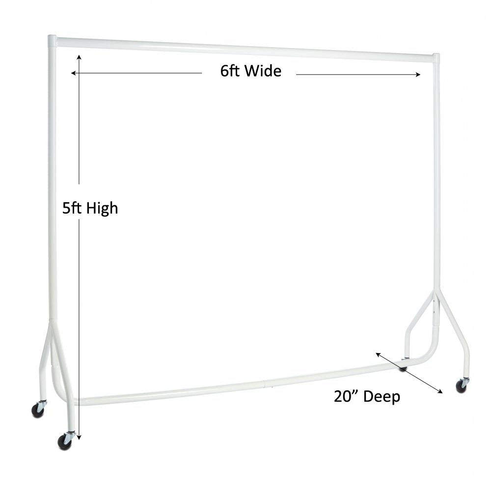 The Shopfitting Shop Heavy Duty White Clothes Rail 6ft Long x 5ft High Garment Storage Rack 32mm Steel Tube White