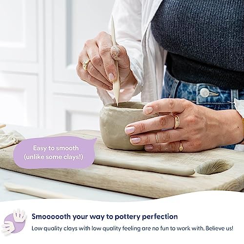 Sculpd Pottery Starter Kit - Complete Air Dry Clay Beginner Set for 2 Adults: Includes Sculpting Tools, Matte Varnish, Paint Brushes, Guide, Video