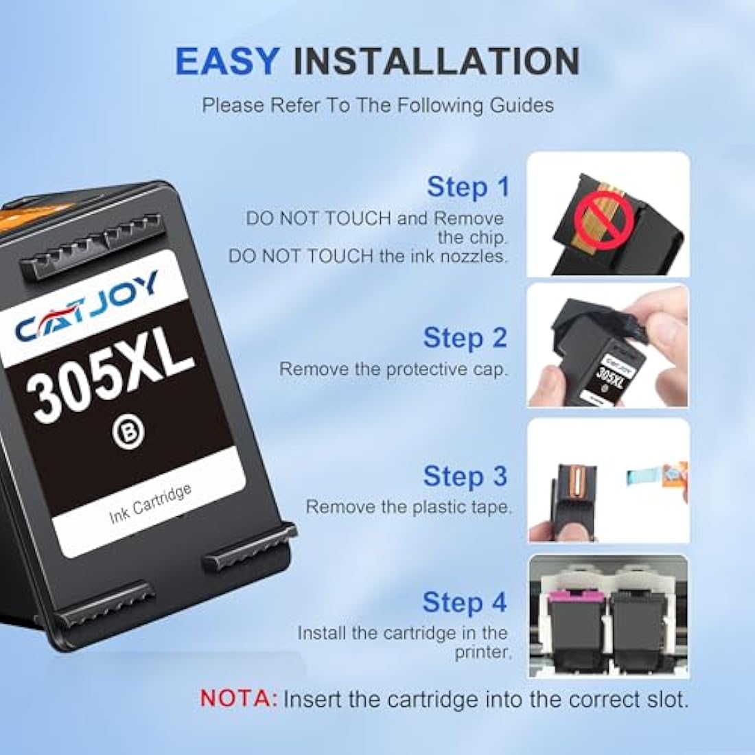 CATJOY 305XL Ink Cartridges Black Replacement for HP Printer Ink 305，Printer Ink Cartridge 305XL Black for HP Envy 6000 6020 6032 Pro 6400 6430 DeskJet 2810e 2800e 2820e 2700 2710 2720 (2 Black Pack)