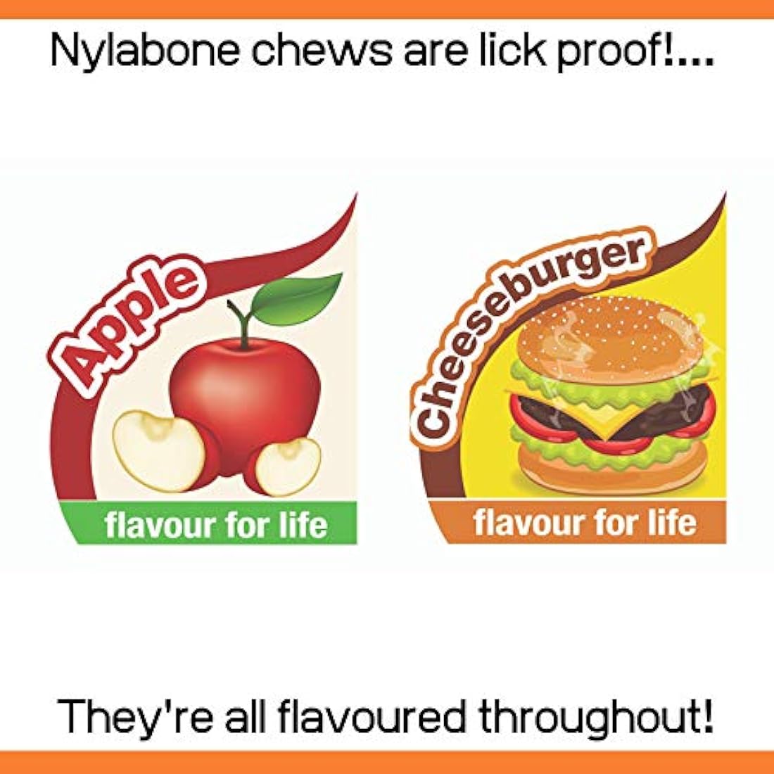 Nylabone Extreme Tough Dog Chew Toy Bones, Cheeseburger & Apple Flavour, 2-piece, Small, For Dogs Up To 11 kg