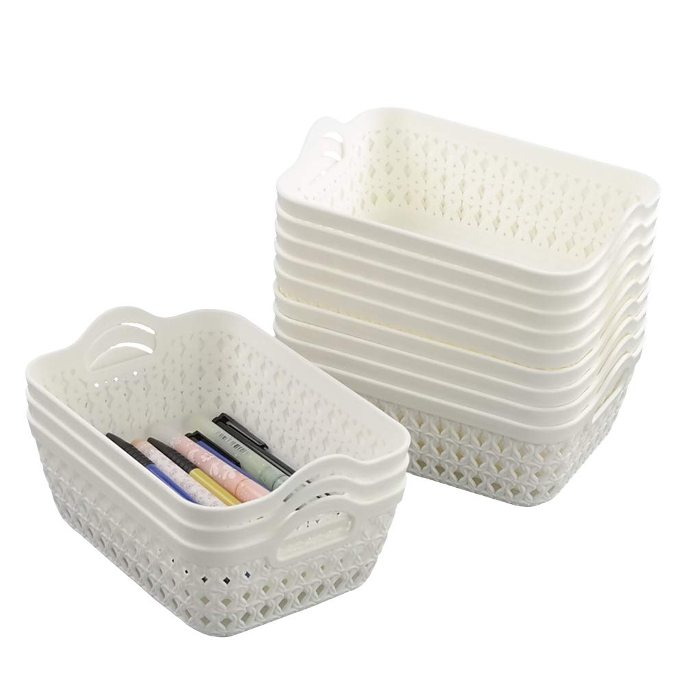Fosly 12 Packs Mini Basket Trays for Storage, Plastic Desktop Storage Tray