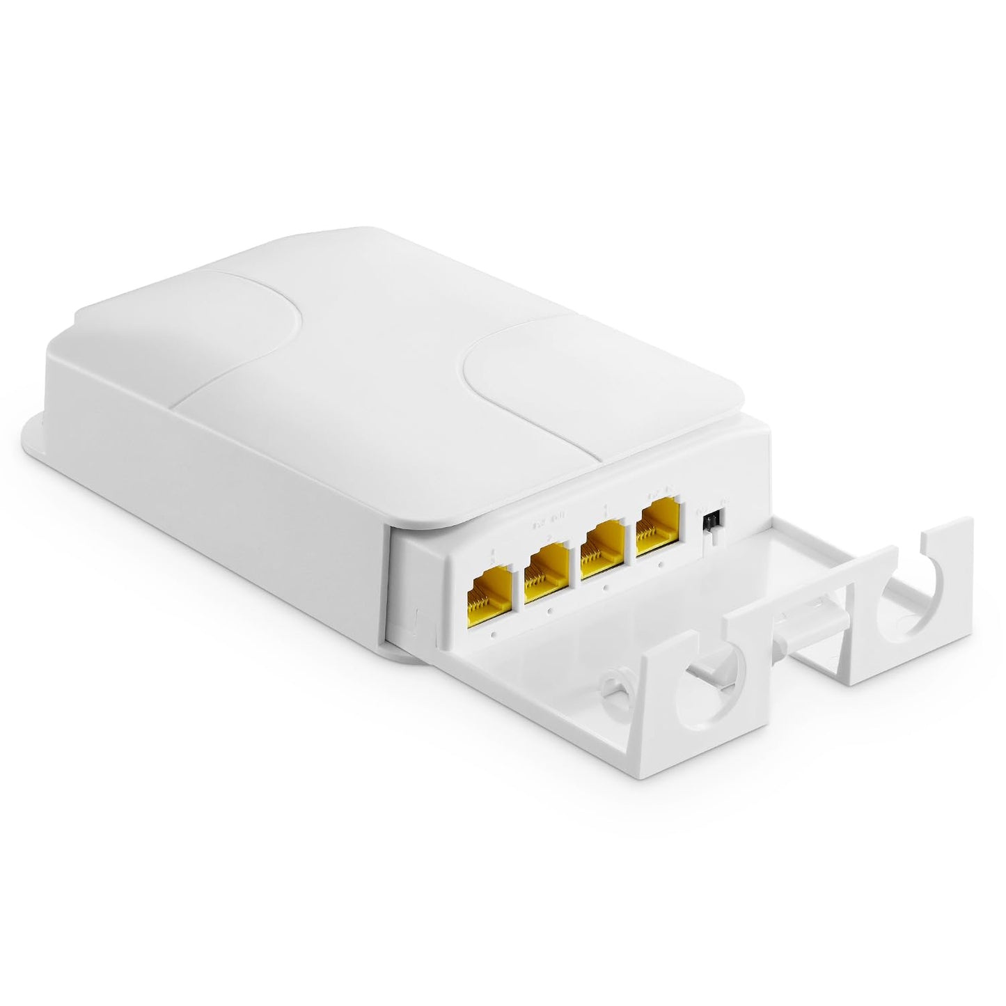 YuLinca Outdoor 4 Port Gigabit PoE Extender, 1 PoE in 3 PoE Out, IEEE 802.3 af/at 30W PoE Repeater with 10/100/1000Mbps, Wall Mount Waterproof POE