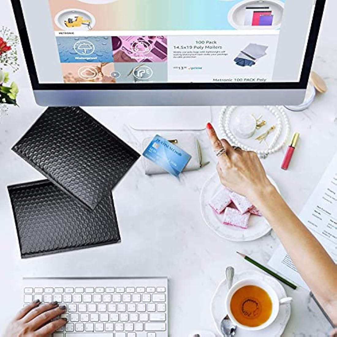 Switory Padded Envelopes A5 Bubble Mailers Packaging Bags 50pcs 6x10In Black Small Envelopes Bubble Envelopes A5 Envelopes Bubble Wrap Envelope Mailer Bags Poly Mailers 15.3cmx22.9cm
