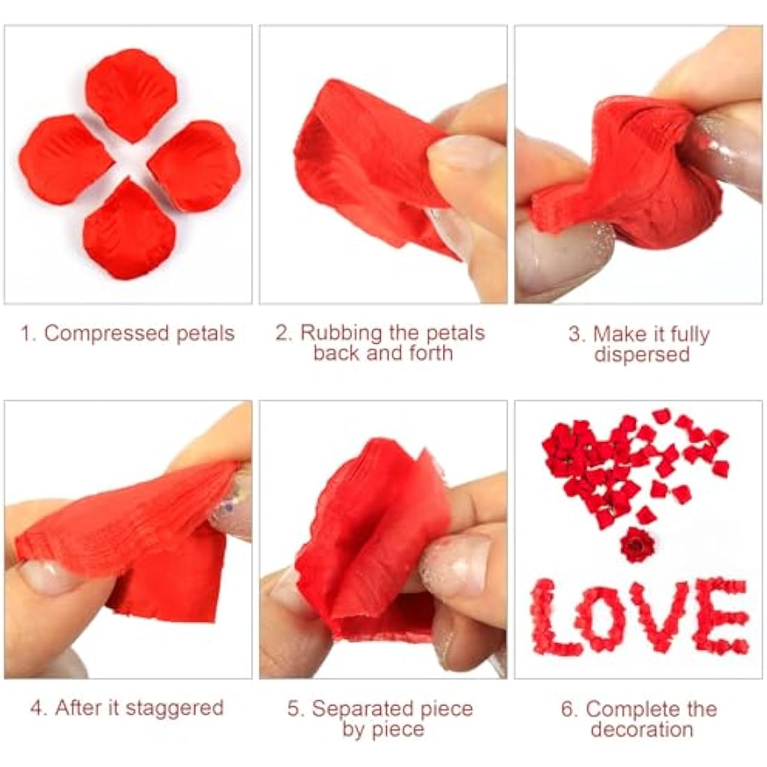 Redamancy 1200 pcs Red Rose Petals, Artificial Rose Flowers, No-Taste Emulation Silk Rose Petals for Wedding, Valentine's Day, Confession, Party Decoration