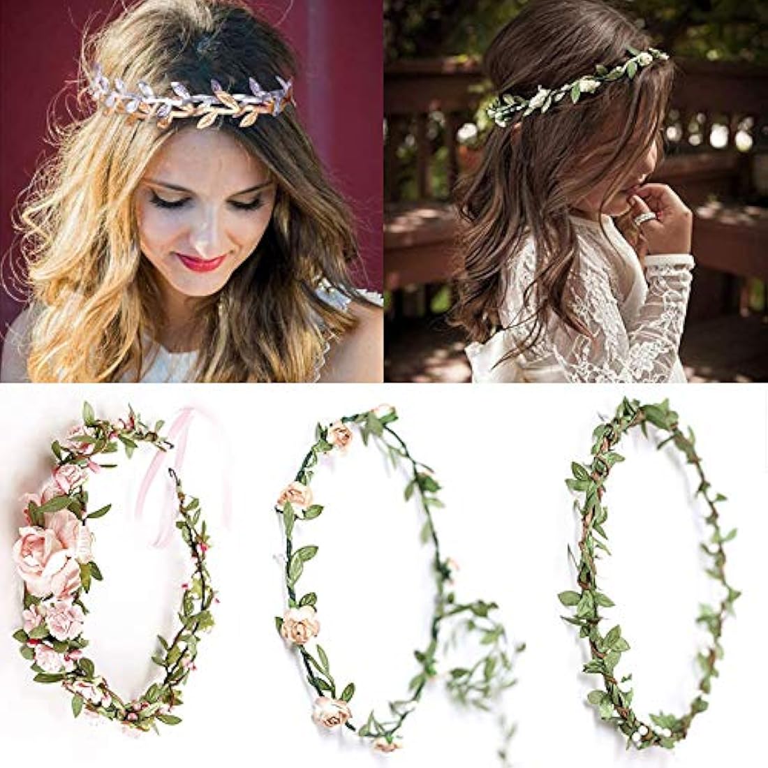 Artificial Vines Fake Hanging Leaf Plant Ribbons for DIY Crafts and Party Wedding Home Garden Decoration 3 Rolls (Gold/Silver/Green