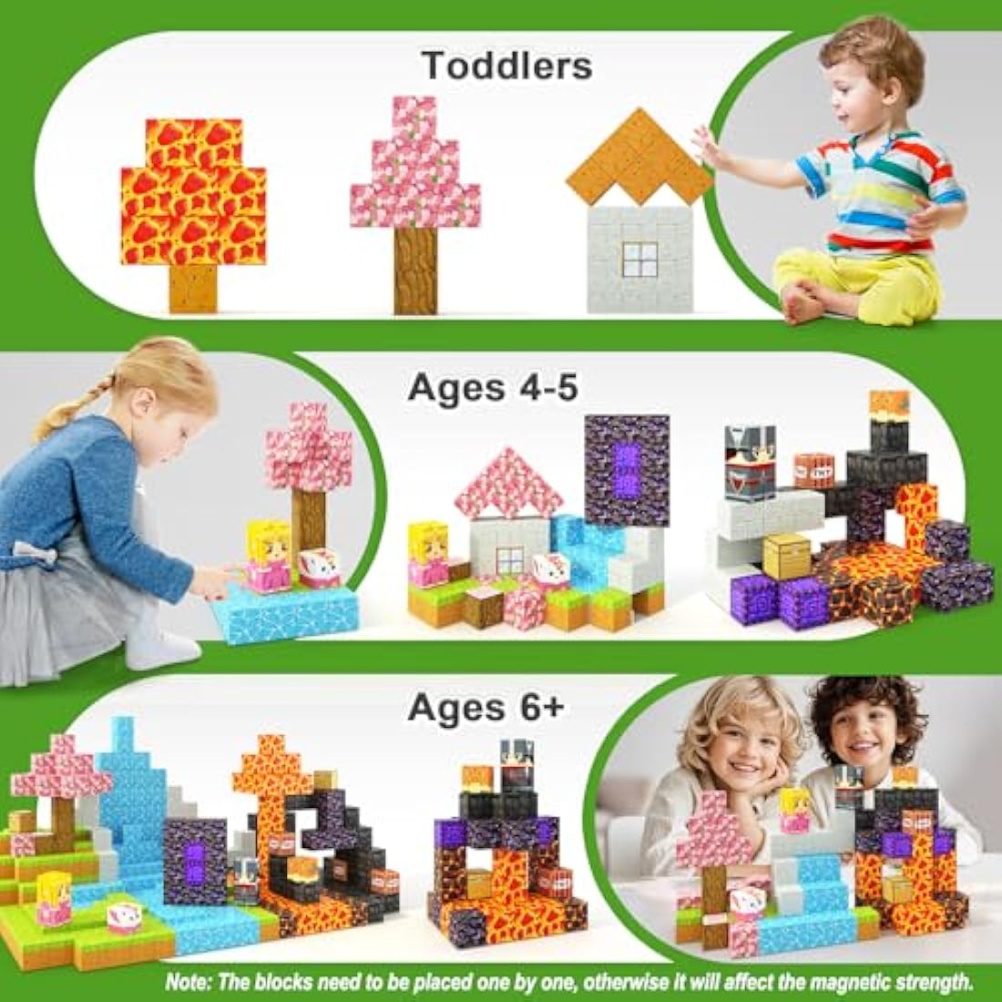 Magnetic Blocks - Build Mine Magnet World Magic Portal Set, Magnetic Tiles Building Blocks Toddler Toy STEM Sensory Outdoor Toys for 3+ Year Old Boys & Girls, Creative Kids Games Kids Toys