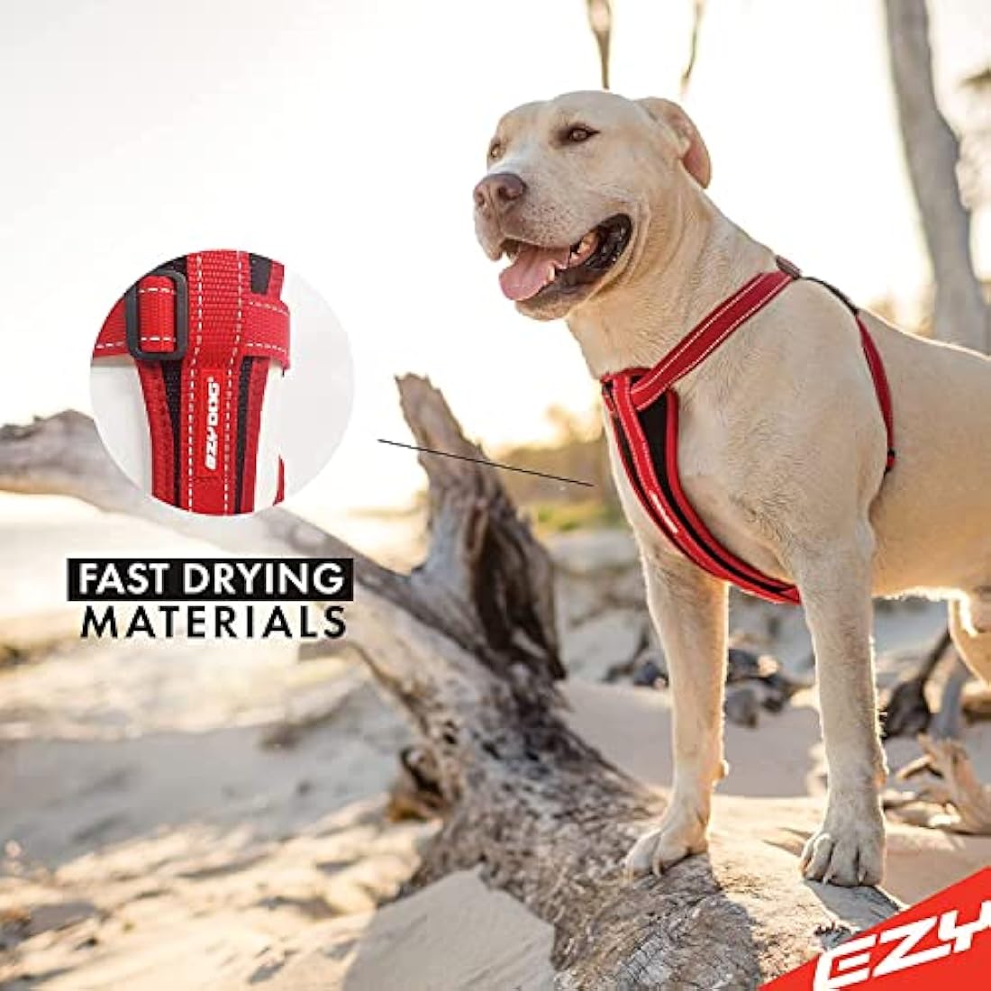 EZYDOG Classic Chest Plate Harness | Dog Harness Small, Medium, Large, K9 Dog Harness, Reflective Stitching, No Pull, Breathable (Denim)