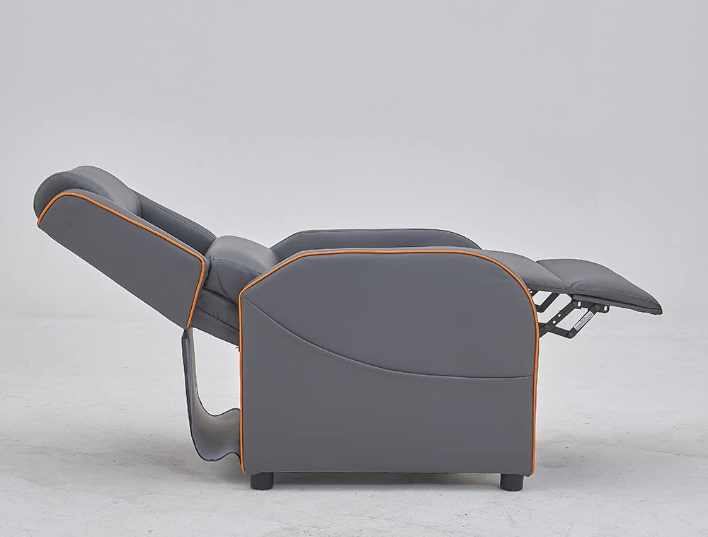 Home Detail Nova Recliner Gaming Chair, Grey With Orange Trim