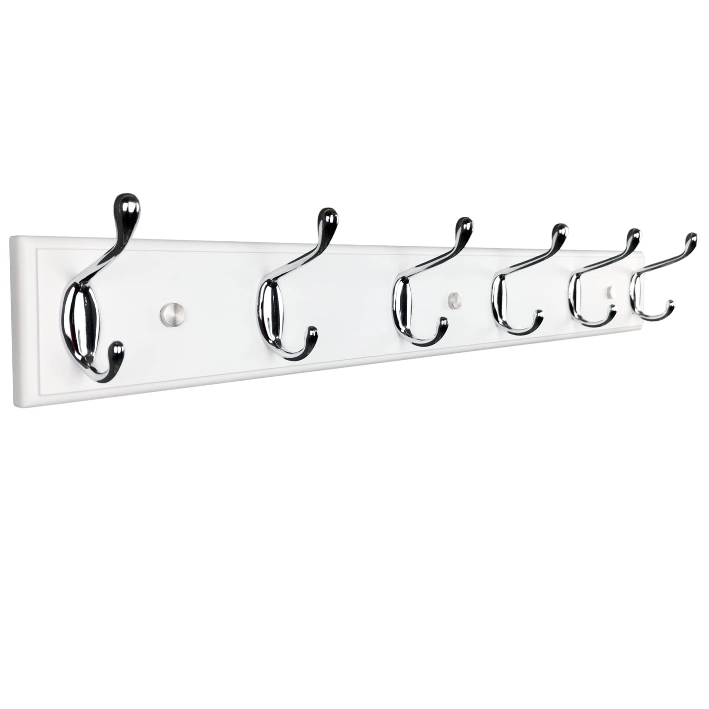 lomejii Wood Wall Mounted Coat Rack with 6 Hooks, 58 cm,White, Strong Coat Hook Rack for Clothes, Hat, Bag