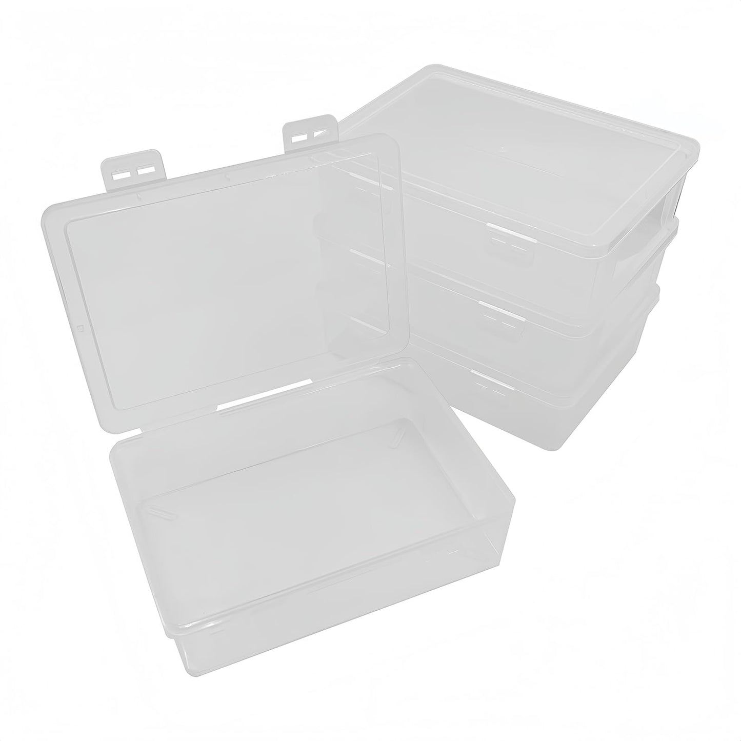 WYAN 4pcs A5 Storage Boxes with Lids, Plastic Box, Stackable Storage Box, Clear Storage Boxes with Lids, for Home, Office, School to Store Files