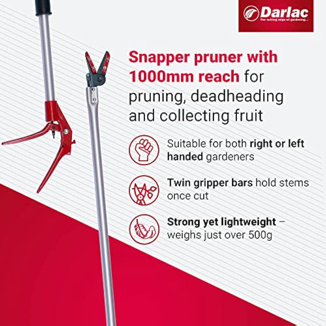 Darlac Snapper 1000mm Reach Pruner - Lightweight, Razor Sharp & Strong Ideal for Pruning, Deadheading & Collecting Fruit - Right & Left Handed Use - Perfect for Disabled Gardeners & Wheelchair Users