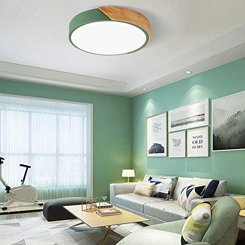 minifair Round Trichromatic Dimming LED Ceiling Light Flush Mount,Green,12inch/30cm