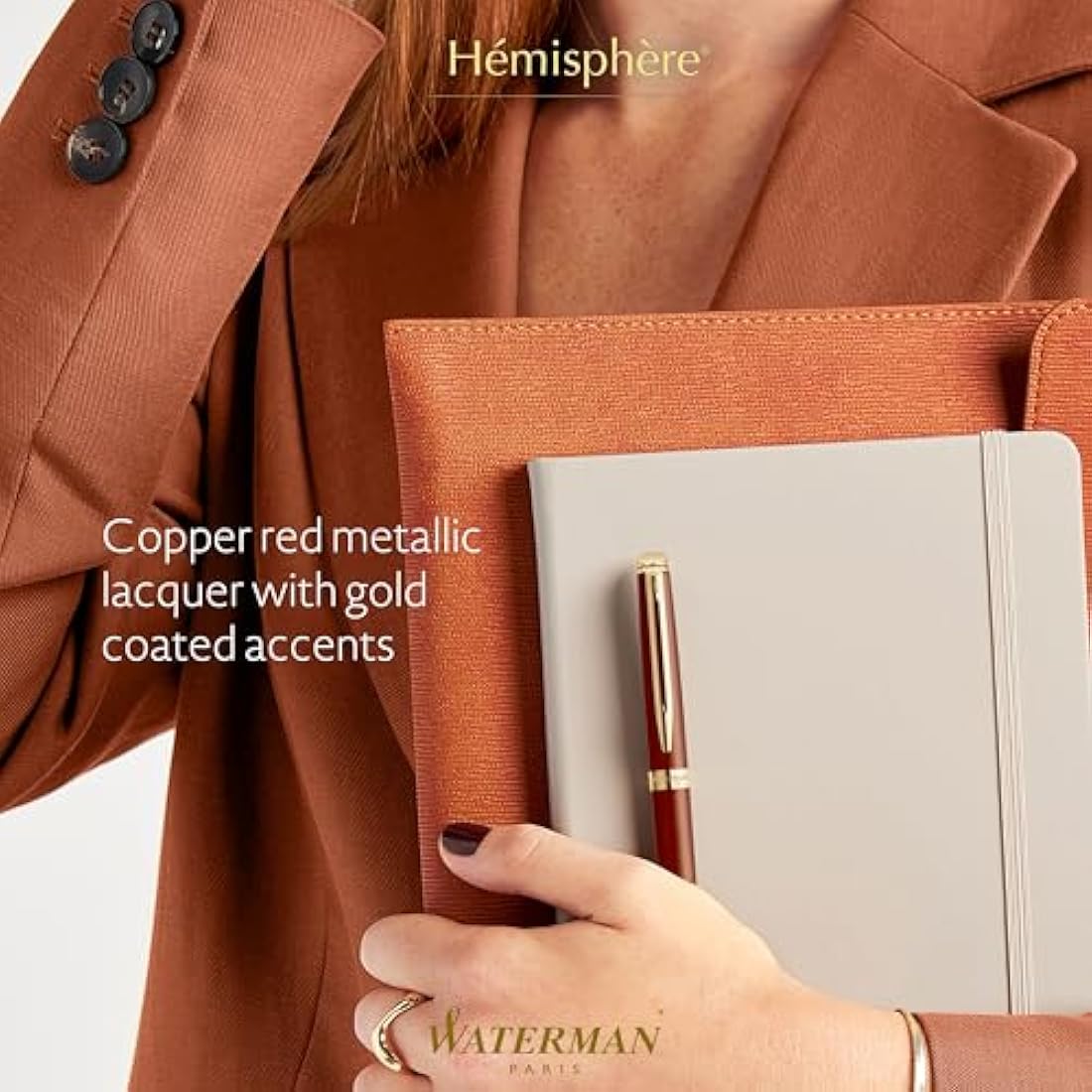 Waterman Hémisphère Fountain Pen | Copper Red (The Understated Edit Collection) | Fine Nib with Blue Ink | Gift Box