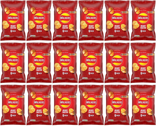 18 x Walkers Ready Salted 6 Pack - 6X25GM