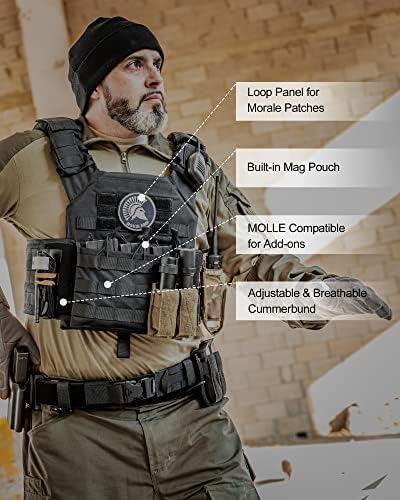 OneTigris PLPC Plate Carrier - Airsoft Tactical Vest - Advanced Version - 500D Nylon Military Combat Vest for Paintball Wargame CS Outdoor