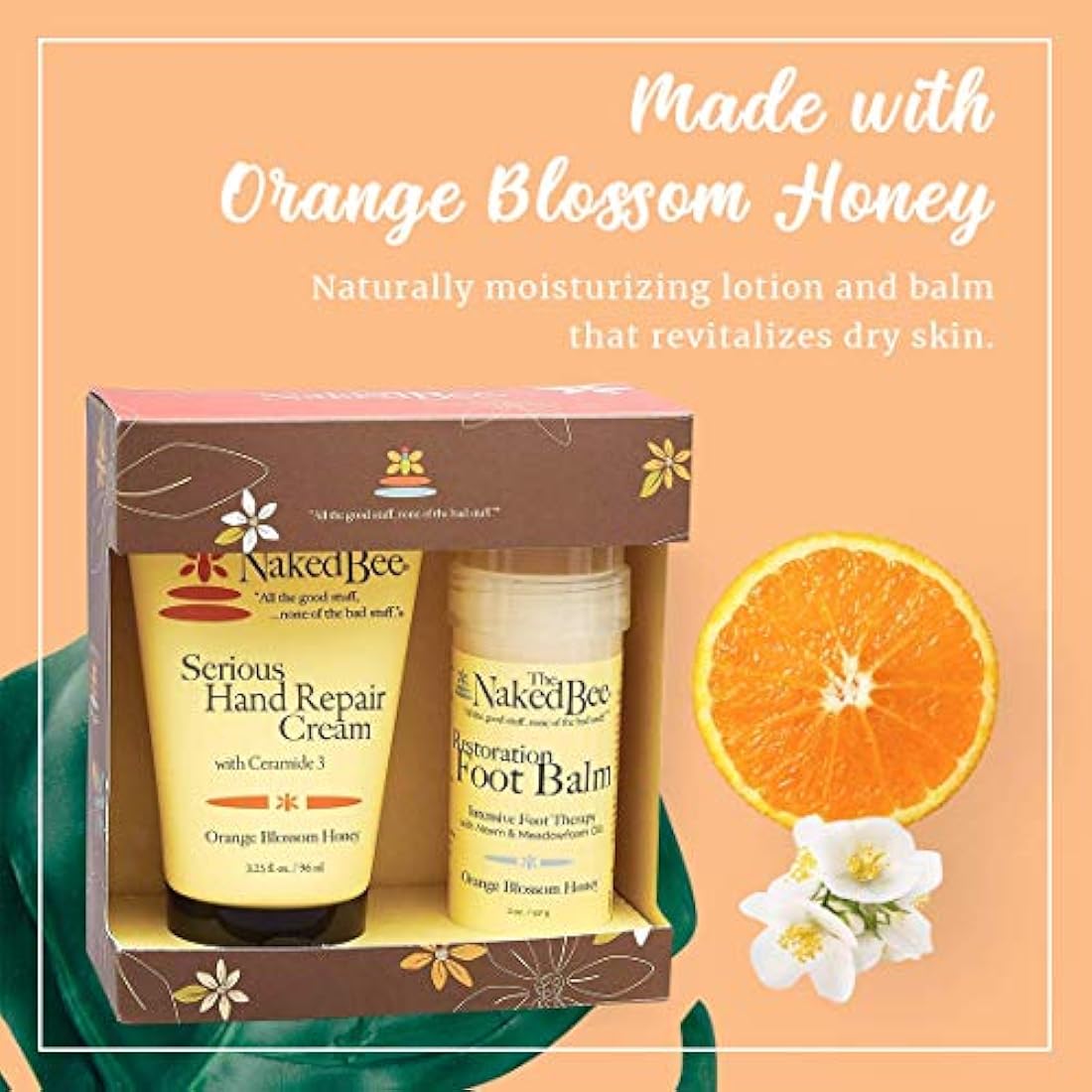 The Naked Bee Orange Blossom Hand & Feet Gift Set. Serious Repair Hand Cream & Restoration Foot Balm. Pamper Gifts for Women. Moisturising Hand & Foot Skin Care Set. Feet Balm & Hand Cream Gift Set.