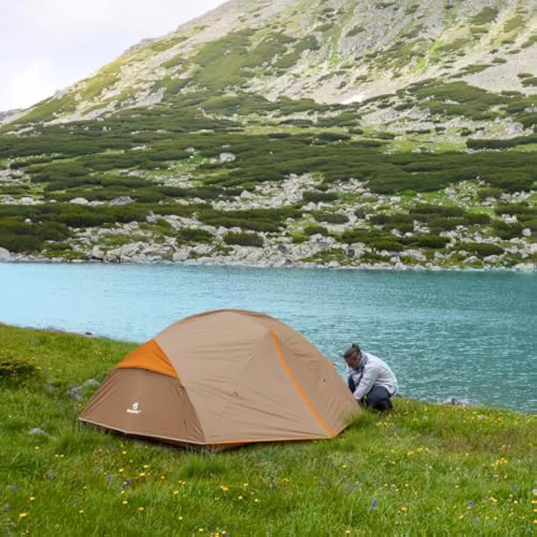 Bessport Tents for Camping - 2 and 3 Person Backpacking Tent, Easy Setup 3-4 Season Lightweight Tent - Waterproof and Windproof, Two Doors, Large Tent Anti-UV for Family, Outdoor, Hiking