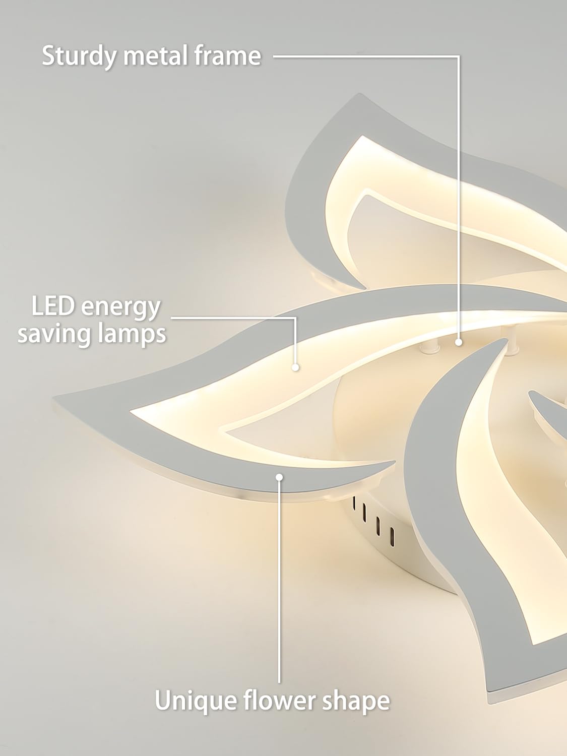 Creative Dimmable LED Ceiling Light, 24W 2400lm, Modern Petal LED Ceiling Lamp, Dimmable 3000K - 6000K, Acrylic Panel Ceiling Lights for Living Room,