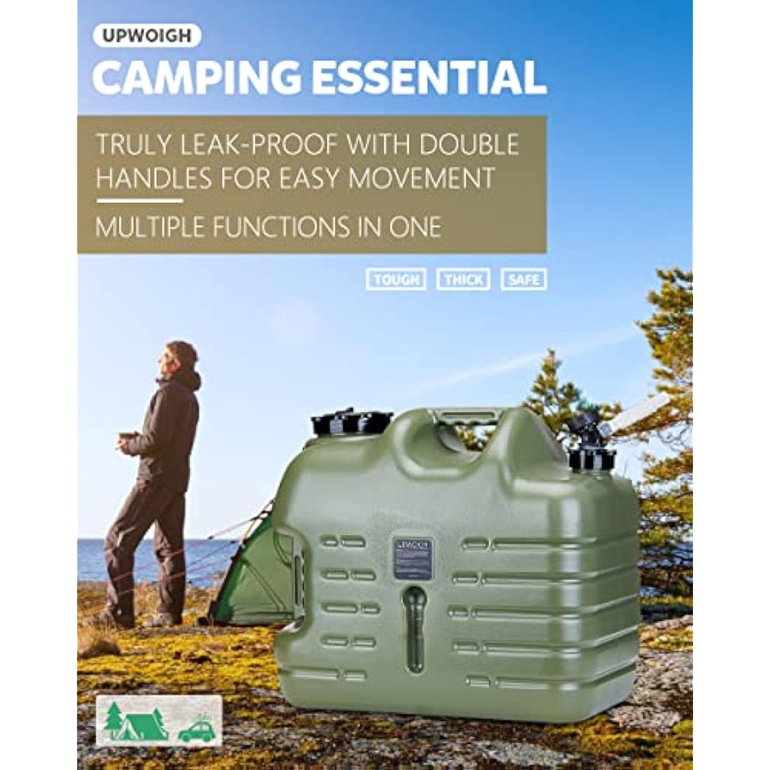 UPWOIGH Water Container, 25L Big Water Jug, Truly No Leakage Water Storage, Military Green Water Tank,BPA Free Portable Water Containers for Camping