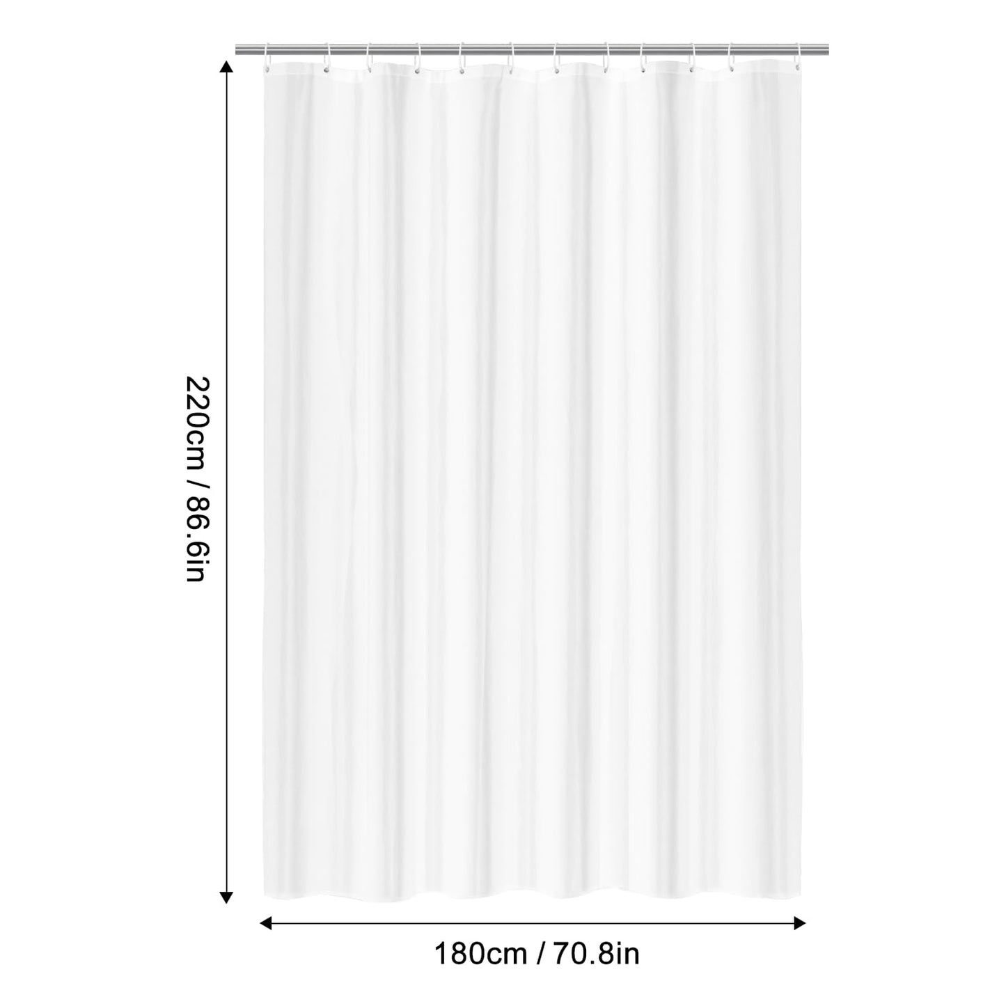 LUKDUNG 180 x 220 cm Polyester Textile Shower Curtain Anti-Mould for Bathroom, Curtain for Bathtub Shower Made of Fabric Waterproof Washable Shower