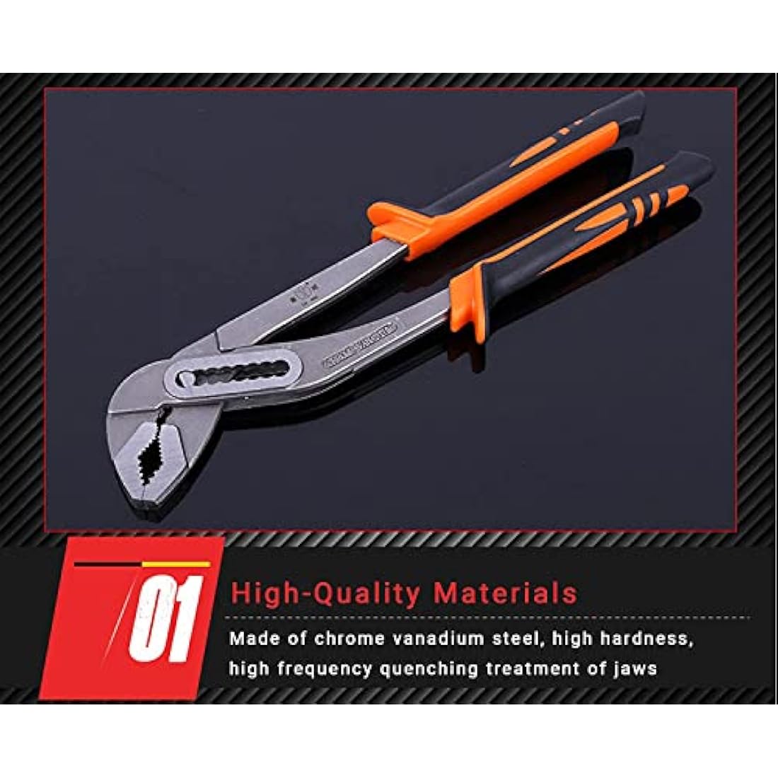 LATERN 2Pcs Tongue and Groove Plier, 8-Inch & 10-Inch Water Pump Pliers 40mm & 52mm Wide Jaw Capacity Slip Joint Pliers with Non-Slip Handle for Tightening & Loosening Nuts, Bolts, Pipe