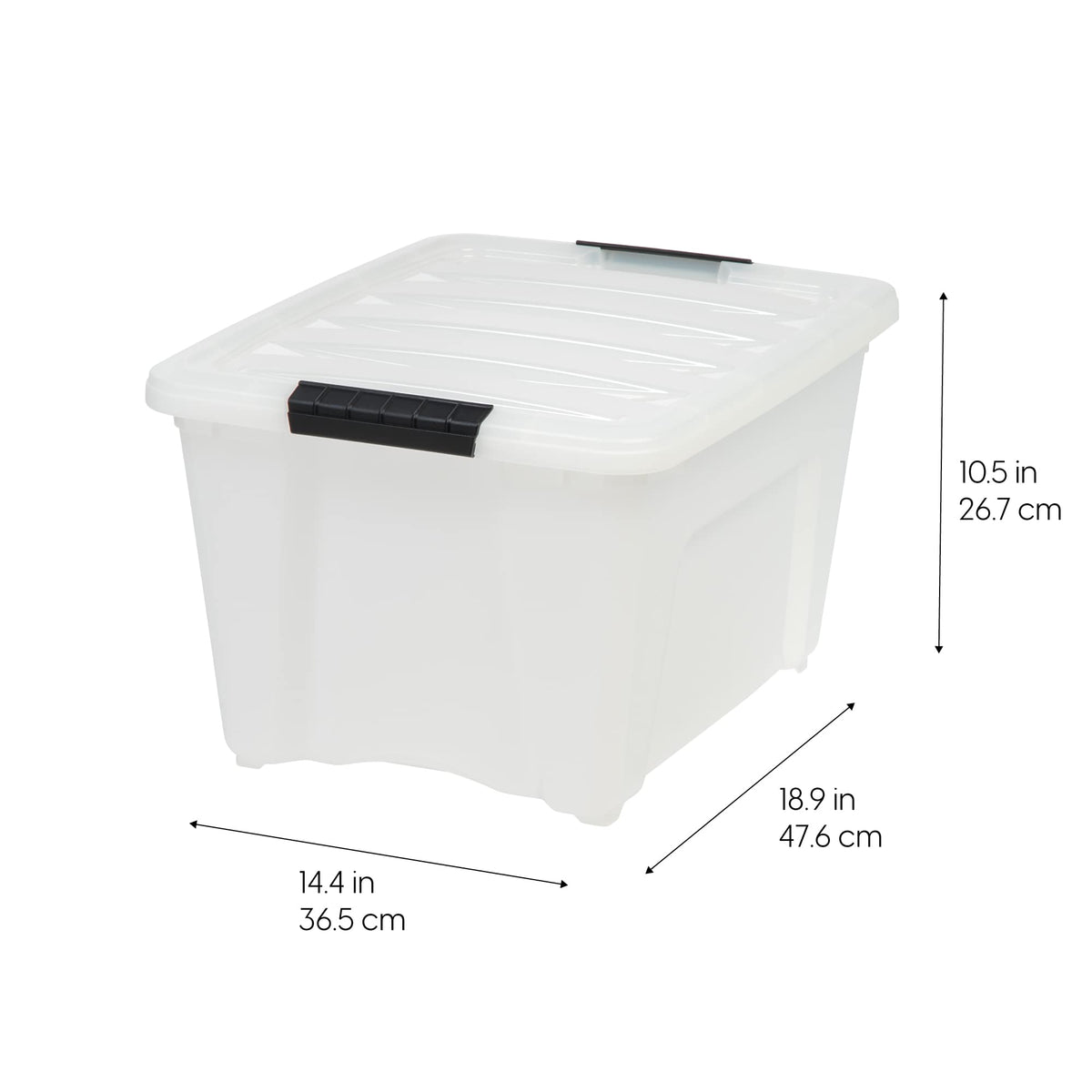 IRIS USA, Inc. Plastic Storage Bin Tote Organizing Container with Durable Lid and Secure Latching Buckles, Stackable and Nestable, Pearl/Black, 32 Qt
