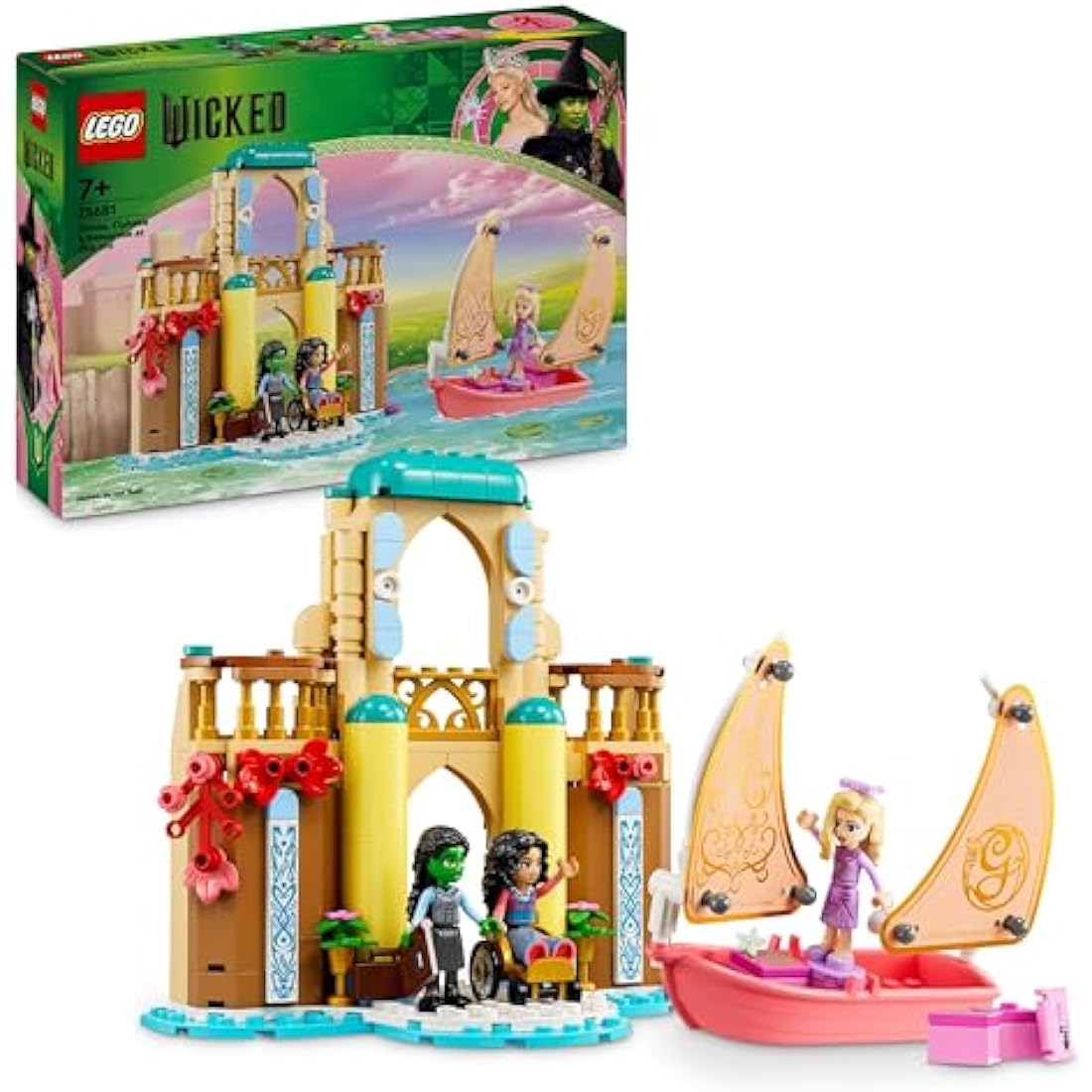 LEGO Wicked Glinda, Elphaba & Nessarose at Shiz University - Building Toy with a Boat, 3 Mini doll Figures and Fun Accessories - Gift for 7+ Year Old Girls & Movie Fans - 75681