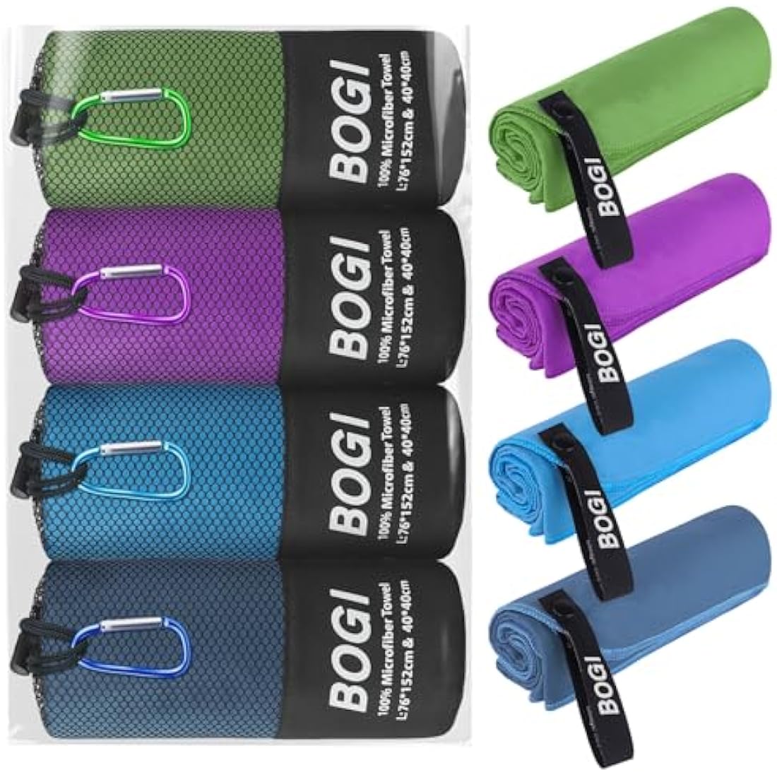 BOGI Microfibre Travel Towel, Quick Dry & Super Absorbent, Soft Lightweight Gym Towel for Beach Sports, Swimming, Yoga, Camping & Hiking