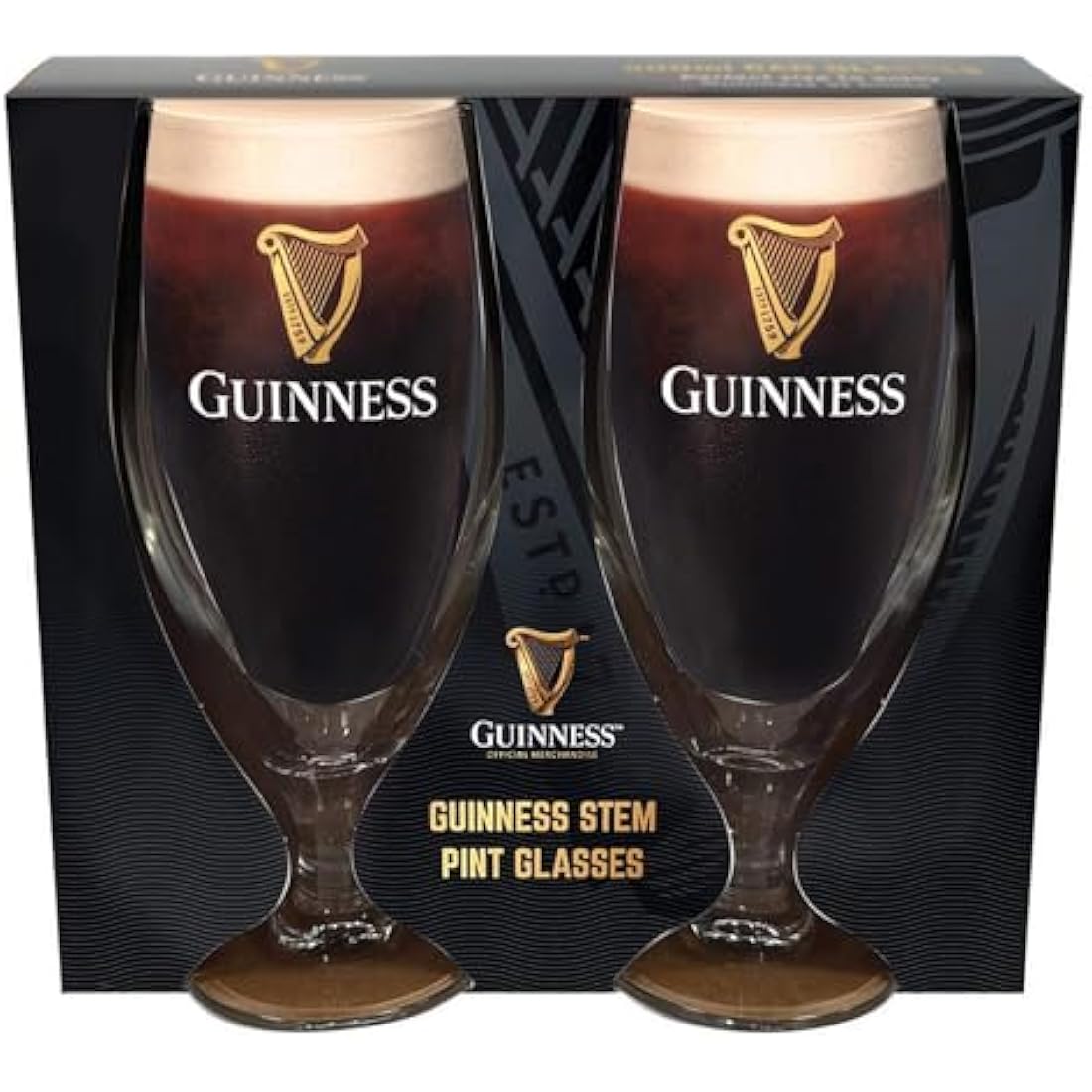 Shamrock Gift Company Guinness - Pint Stem Glasses - 2 Pack