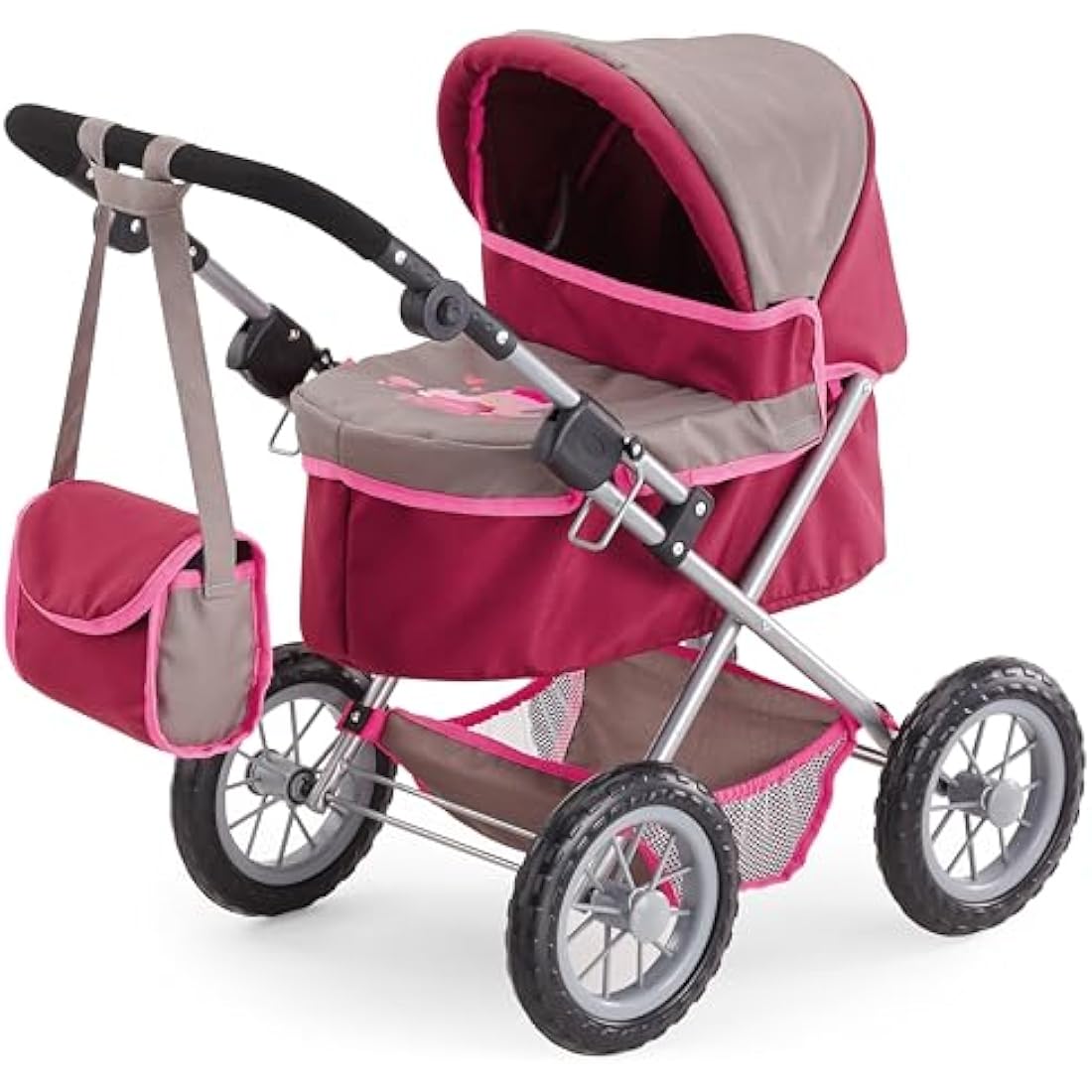 Bayer Design 13078AA Dolls Pram Trendy, stroller, foldable, height-adjustable handle, bag