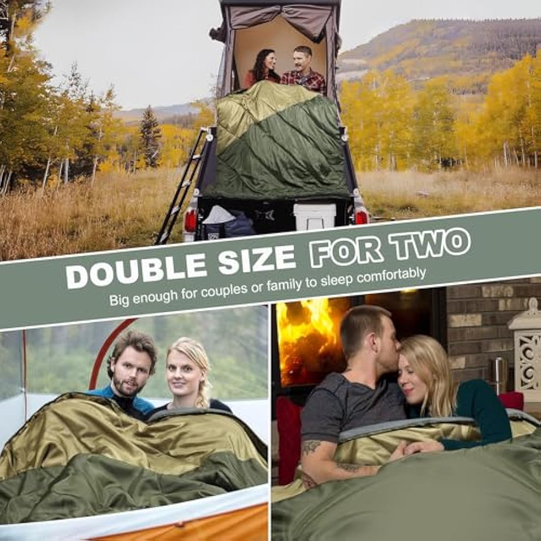 Mcota Double Sleeping Bag, 2 Person Queen Size Sleeping Bag for Adults Couples Family Camping Backpacking, XL Waterproof Lightweight for Cold Weather & Warm