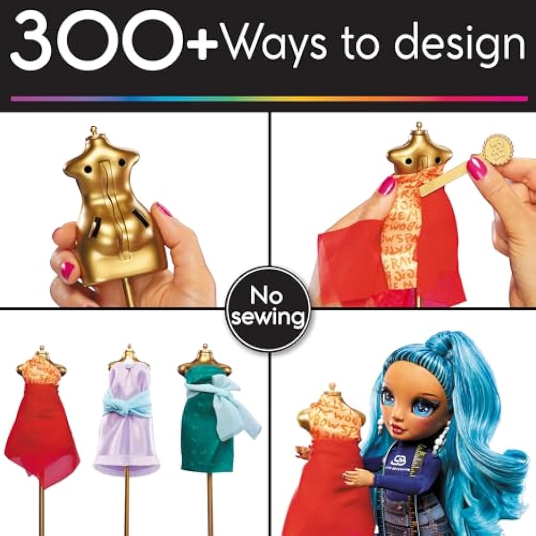 Rainbow High Dream & Design Fashion Studio Playset - Fashion Design Playset with Blue Skyler Bradshaw Doll and Easy No-Sew Fashion Kit - Ideal for Kids Ages 4-12 and Collectors