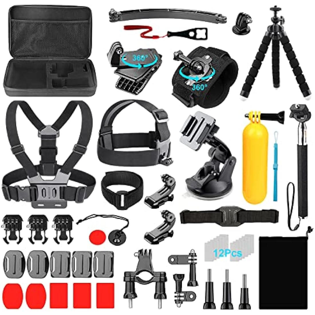 Ci-Fotto Action Camera Accessories Set, 50-in-1 Sports Camera Accessories Compatible with Hero 13 12 11 10 9 8 7, Max Insta360 GO 2 SJ6000 SJ5000 DJI OSMO Action Cam DBPOWER AKASO