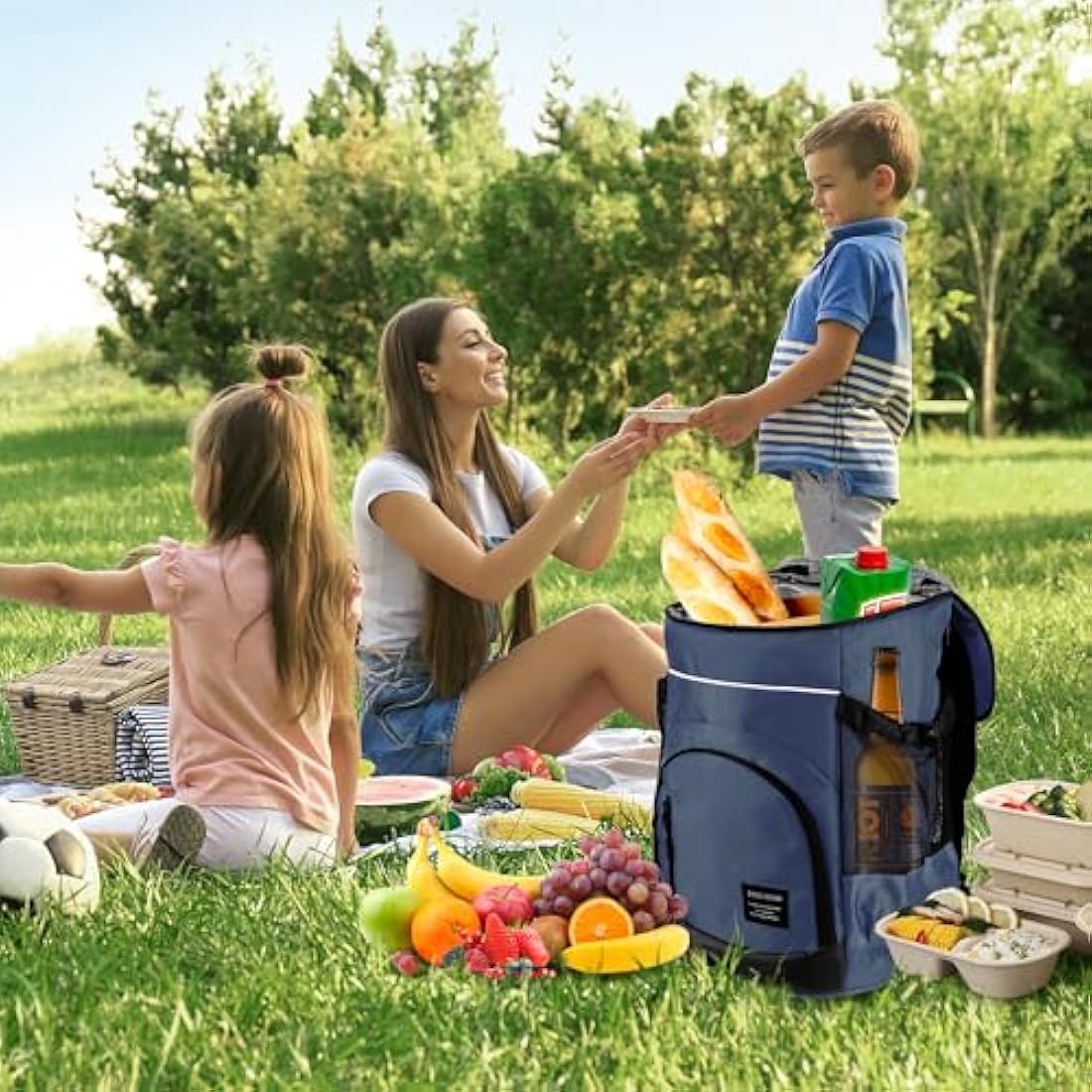 Outplea 30L Cooler Backpack, 36 Cans Insulated Soft Cooler Bag with Top Easy Access Pocket, Leak Proof Picnic Backpack for Beach Travel Camping BBQ