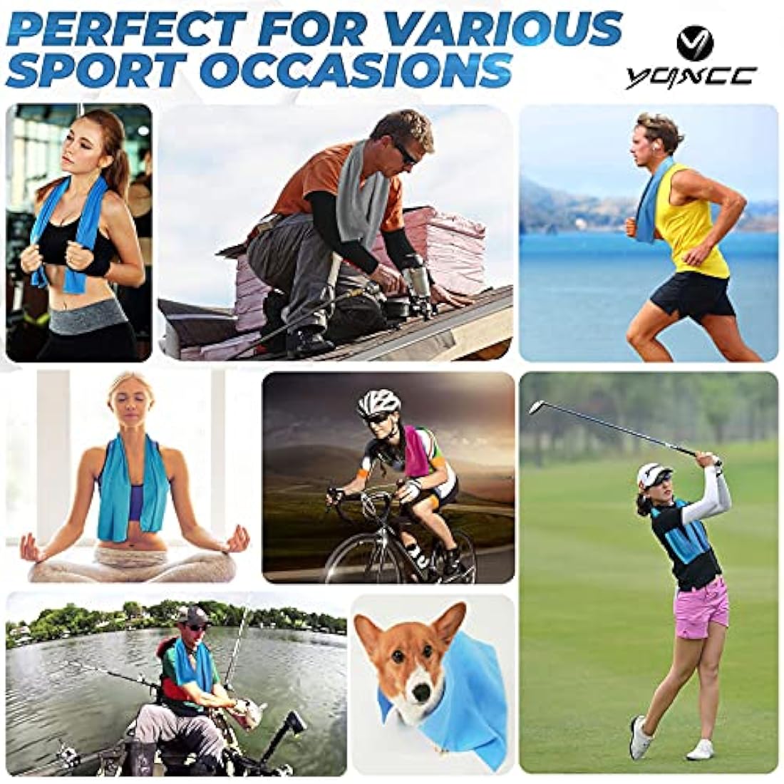 YQXCC Cooling Towel (120x30 cm) Ice Towel for Neck, Soft Breathable Chilly Towel, Microfibre Cool Towel for Yoga, Golf, Gym, Camping, Running, Workout & More Activities