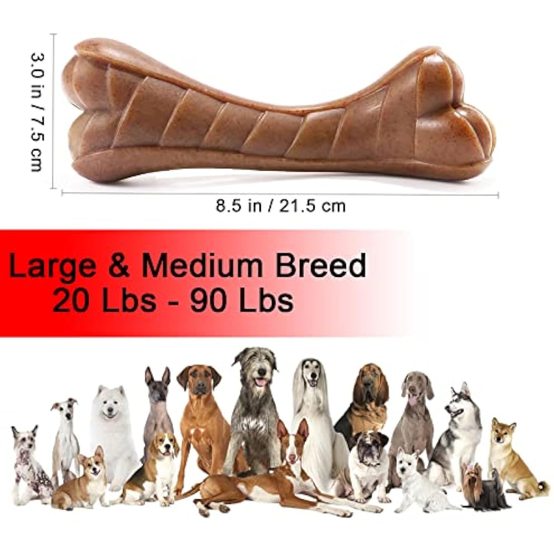 Devolamn Dog Toys, Indestructible Dog Chew Toys for Aggressive Chewers, Durable Tough Interactive Nylon Real Beef Flavor Outdoor Anxiety Relief Extreme Teething Bone Chew Toys for Large Medium Dogs