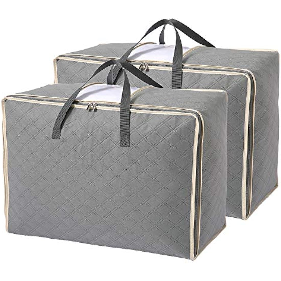 Astoryou 105L Large Storage Bags with Zips, 2 PCS Duvet Storage Bag King Size, Breathable Underbed Storage Bags for Bedding, Clothes, Duvets, Pillows, Quilt, Blankets