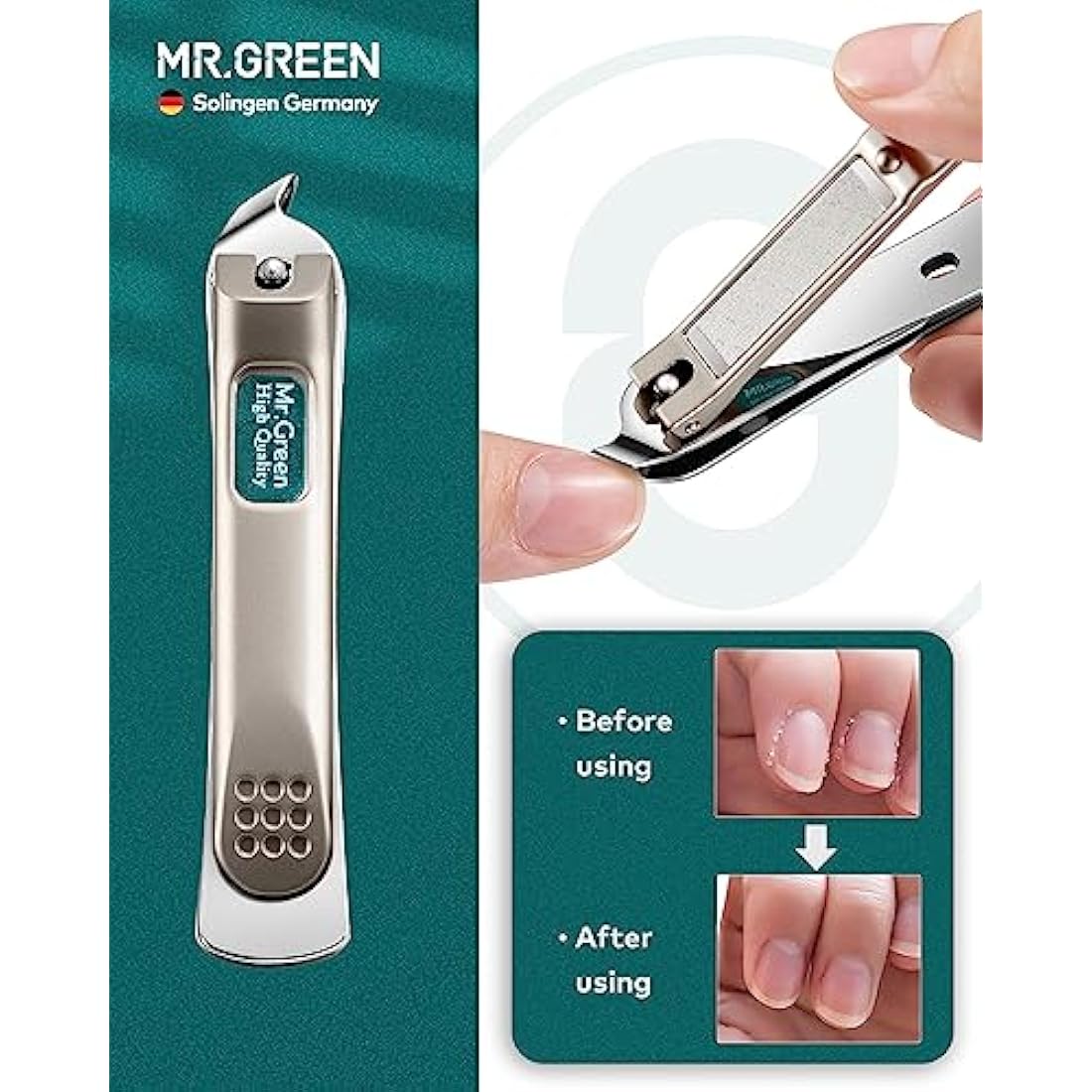MR.GREEN Manicure Pedicure Sets, 3 Pcs Nail Clippers Set, German Premium Stainless Steel Nail Clippers Kit with High-end Leather Case, Professional Fingernail & Toe Nail Clippers for Men and Women