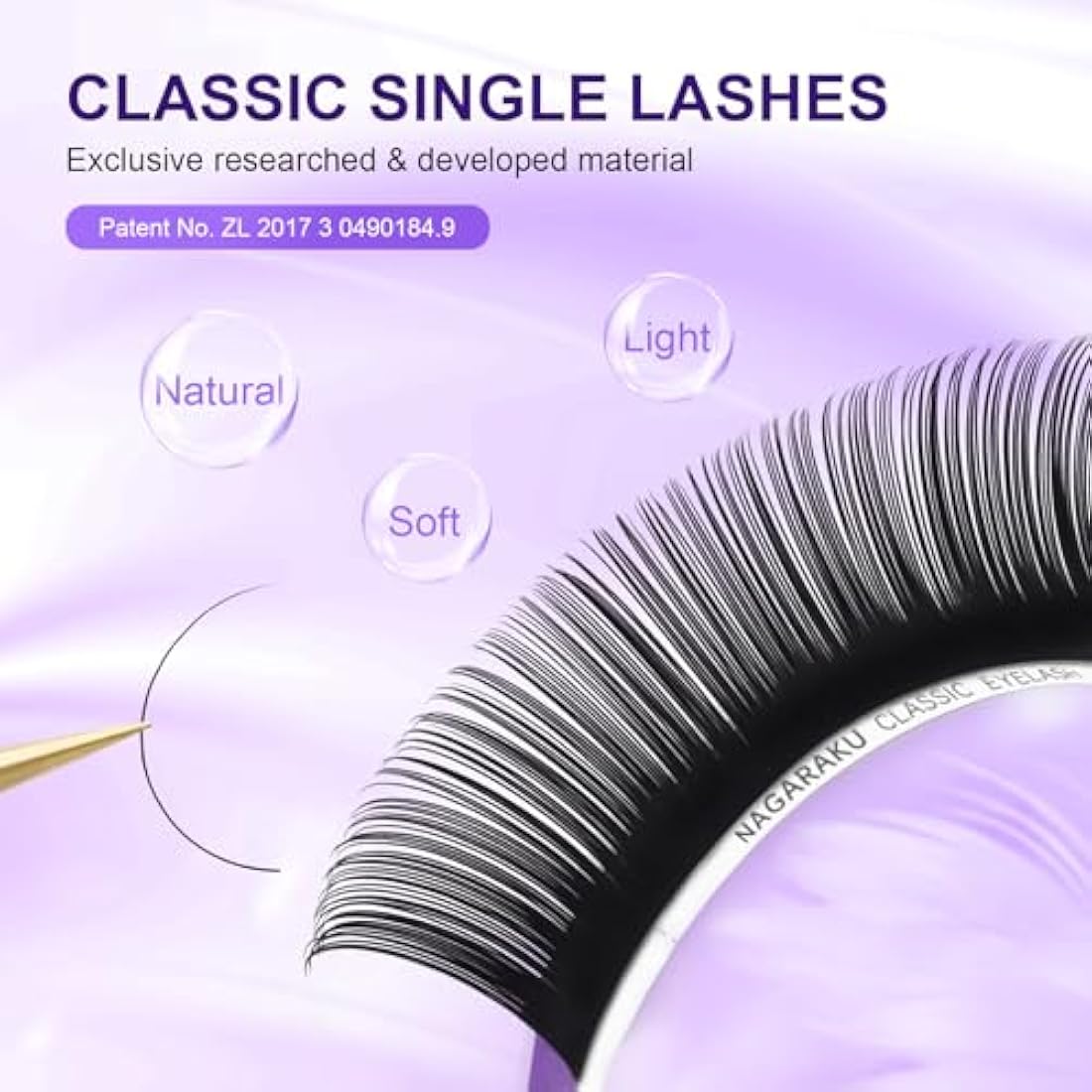 NAGARAKU 5 Trays Eyelash Extensions Supplies Classic 1:1 Lashes Individual Volume Lash Extensions Soft Single Natural Eyelashes Matte Black 16 Rows (0.03mm C Curl 11/12/13/14/15mm in 1 Pack)