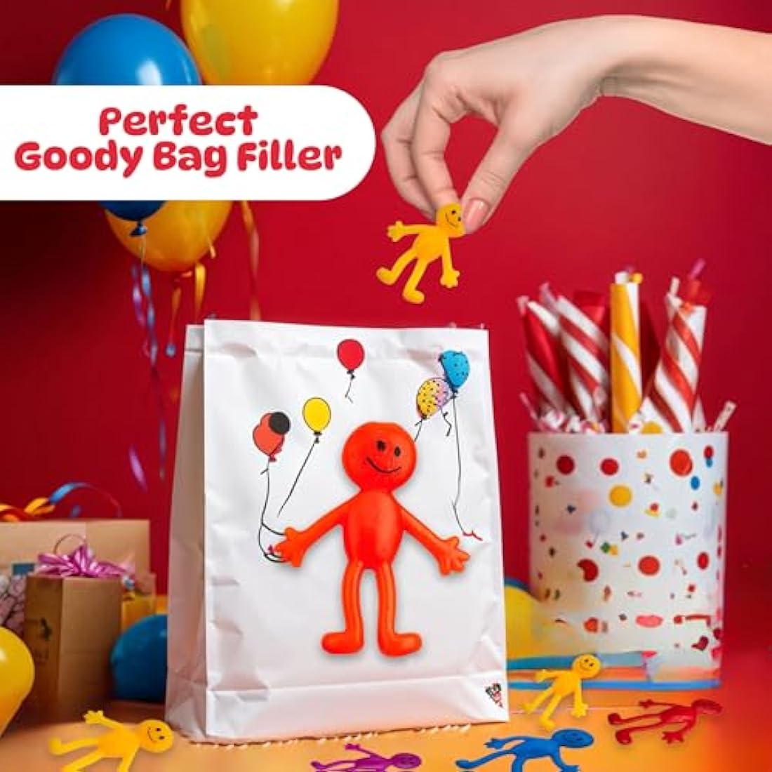 Stretchy Sticky Men (36 Pack) Assorted Fun Colours, A Sticky, Stretchable, Slimy, Gooey Texture, Toy for Stress Anxiety Relief, Great Party Favours, Stocking Fillers
