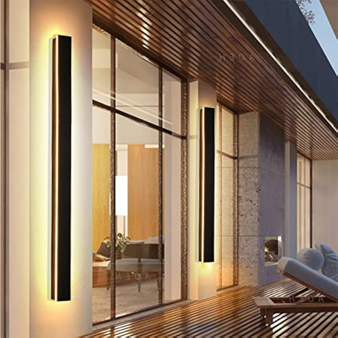 Outdoor Wall Lights LED Black Long Wall Sconce Ip65 Waterproof Outside Lights Rectangular Wall Lighting 3000k 45W Aluminum Exterior/Indoor Wall Light For Garden Villa Porch Terraces Garage,125cm*1