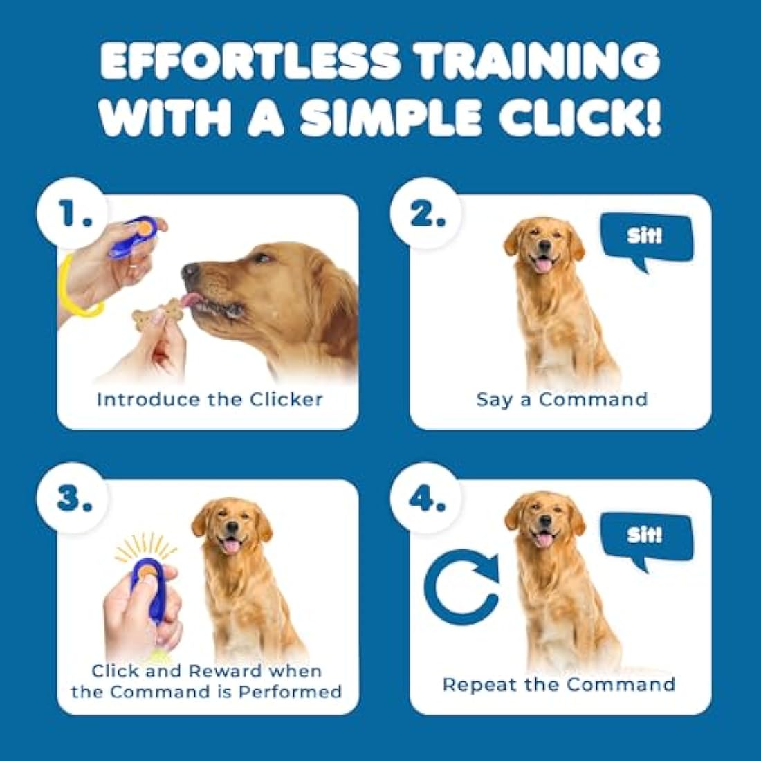 SunGrow Dog Clickers with Wrist Bands, 2 Inches, Colorful and Practical Set of Simple, Convenient and Effective Training Tools for Puppy or Cat, 7 Pack