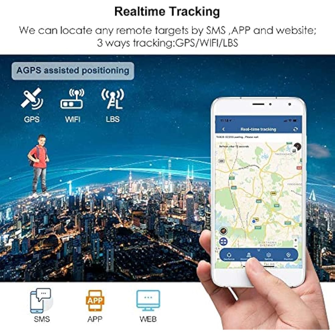 Mini GPS Tracker, Zeerkeer Portable Real-Time GPS Locator for Vehicles, Cars, Kids, Persons, Assets - Hidden Tracking Device with Geo-Fence/Vibration Alarm Personal Tracking TK913