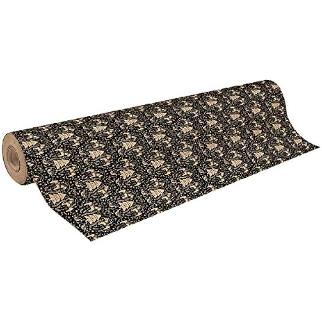 Clairefontaine - Ref 223847C - Recycled Kraft Printed Paper Roll (Single Roll) - 70cm Width x 50m Length, 70gsm 100% Recycled Kraft Paper - Black Christmas Design