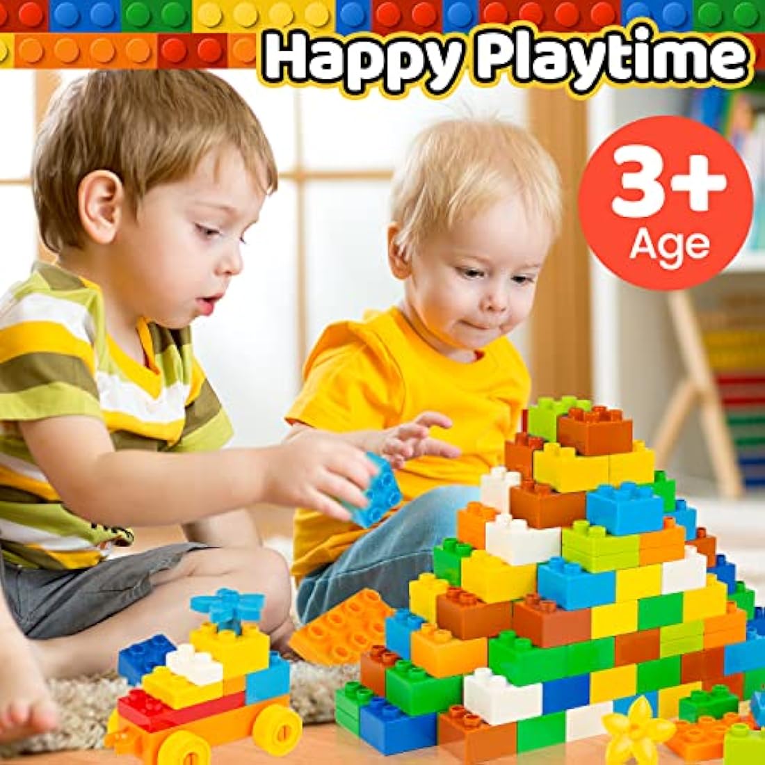 WYSWYG Classic Big Building Block Set, Large 240 Pieces Building Bricks, Compatible with All Major Brand Bulk Bricks, Toddler STEM Toys for Boys Girls Age 3 4 5 6 Years Old