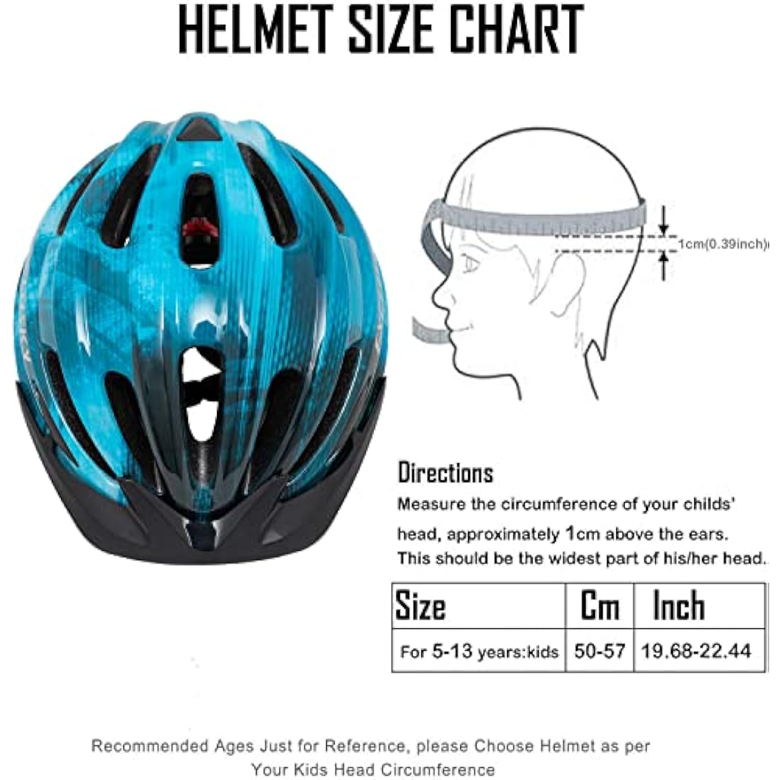 Kids Bike Helmet Exclusky Boys Girls Bike Helmet Adjustable Kids Cycle Helmet 50-57cm, Multi-Sport Kids Helmet Age 5-7-9-10-12, Bicycle Helmet Kids with Visor