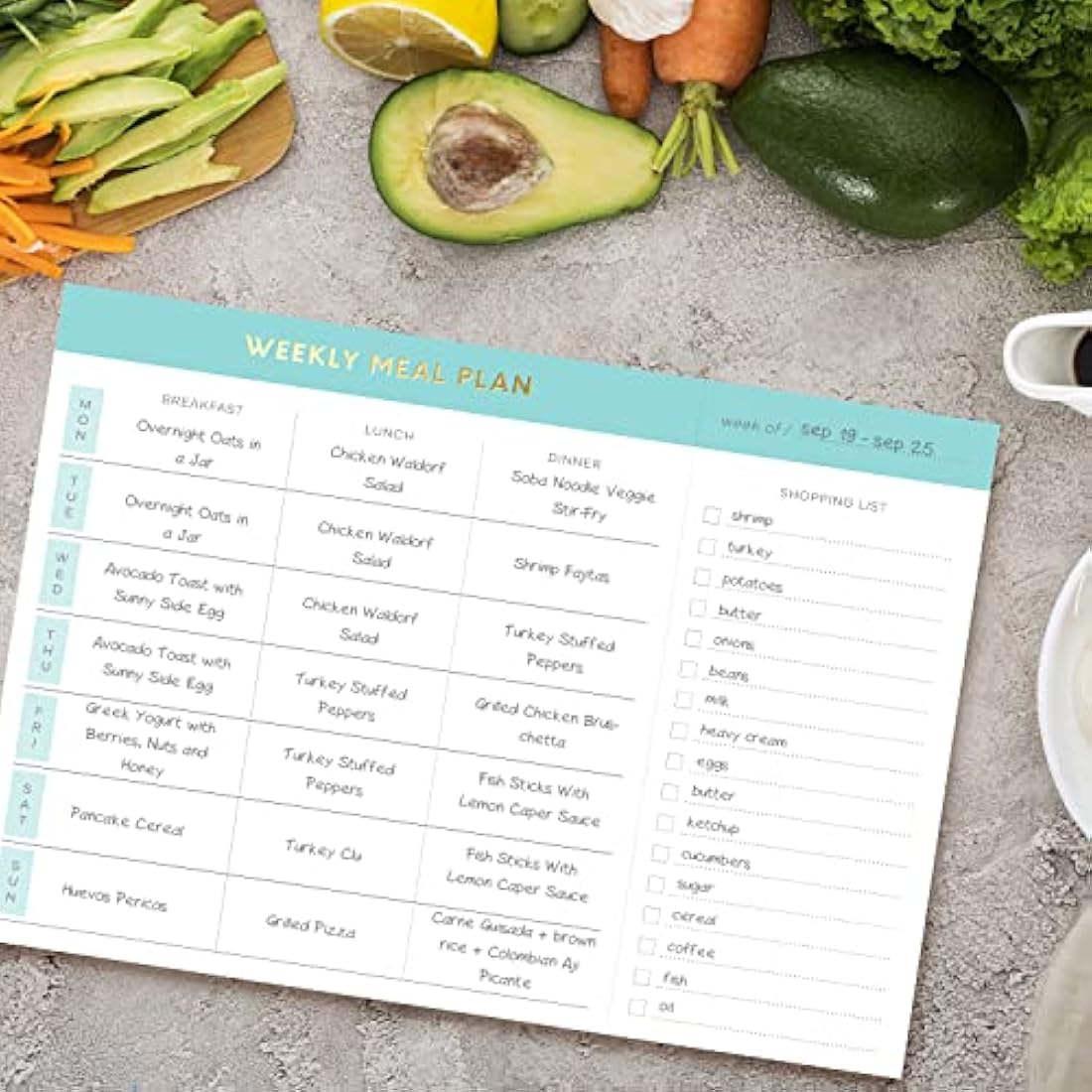 Sweetzer & Orange Weekly Meal Planner and Grocery List Magnetic Notepad. Teal 10x7” Meal Planning Pad with Tear Off Shopping List. Plan Weekly Menu Food for Weight Loss or Dinner List for Family!
