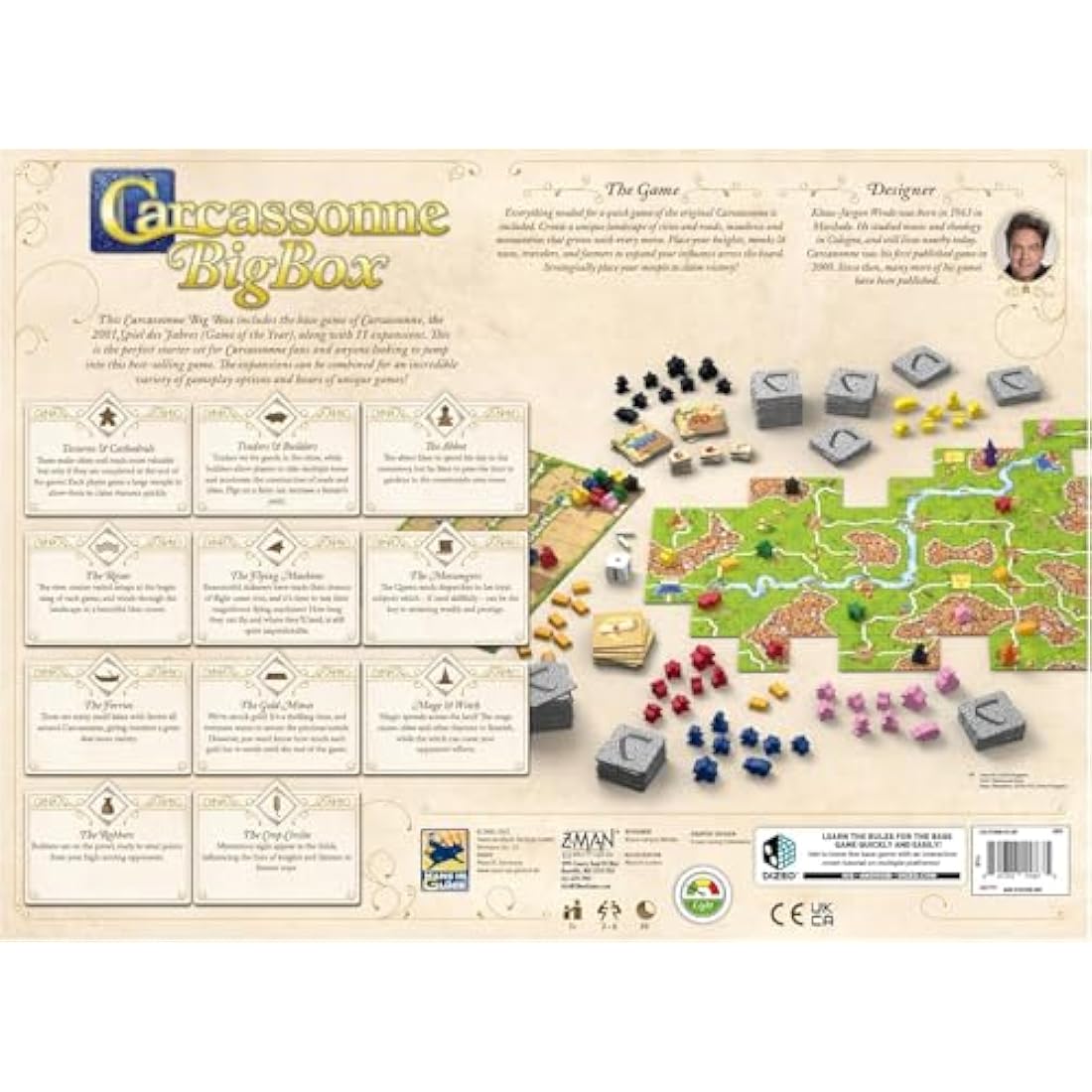 Z-Man Games Carcassonne Big Box (2022) | Board Game | Ages 7+ | 2-6 Players | 35 Minutes Playing Time, Multicoloured, (ZMGZH010)