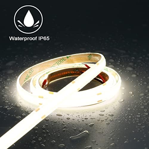 TOPAI 24V COB LED Strip 10M Natural White 4000K Waterproof IP65 Outdoor, CRI>93 Super Bright 7000Lm, 384LEDs/M Dotless Uniform LED Tape for Room Cabinet Home DIY Lighting Projects